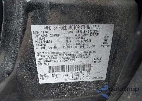 2004 Ford Escape Xlt from USA, damaged, VIN 1FMCU93154DA14738